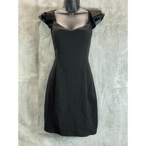 CITY STUDIO Juniors' Black Ruffle Cap-Sleeve X-Back Sheath Mini Dress SZ 17